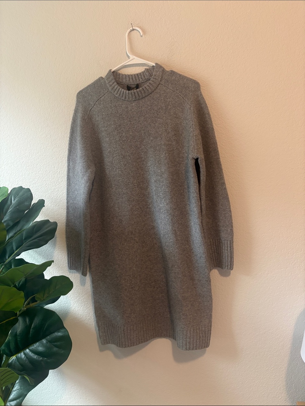 NWT Cozy Grey wool blend Knit Sweater Dress Small